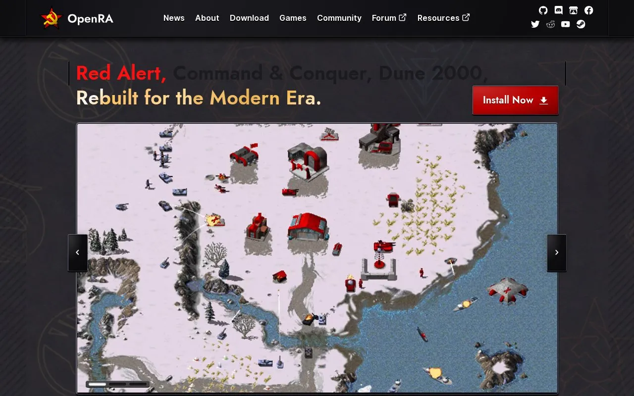 OpenRA homepage screenshot
