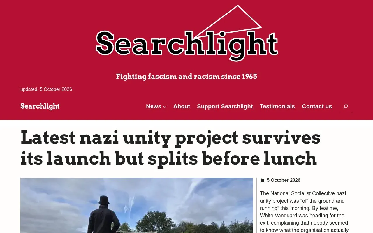 Searchlight homepage screenshot