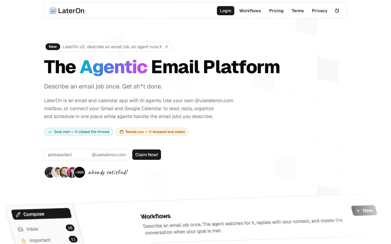 LaterOn homepage screenshot