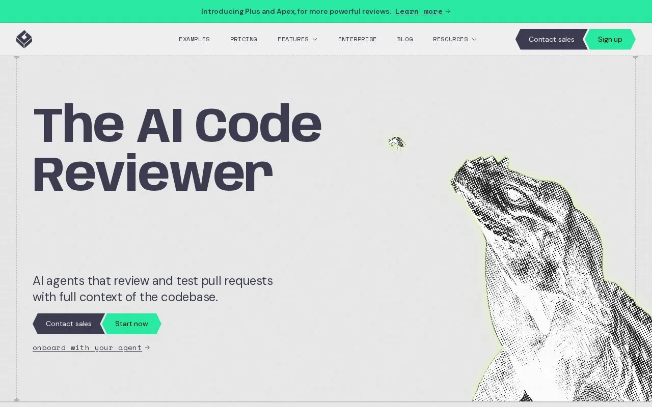 Greptile homepage screenshot