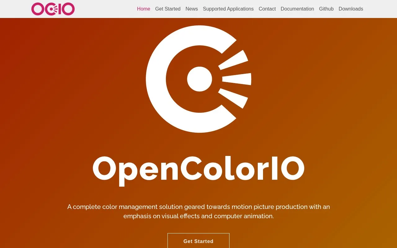 OpenColorIO homepage screenshot