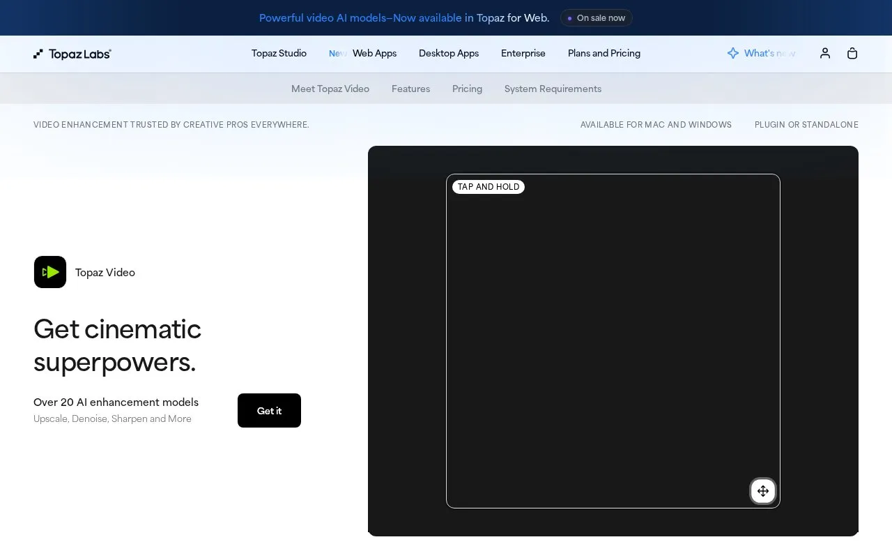 AI Video Enhancer homepage screenshot