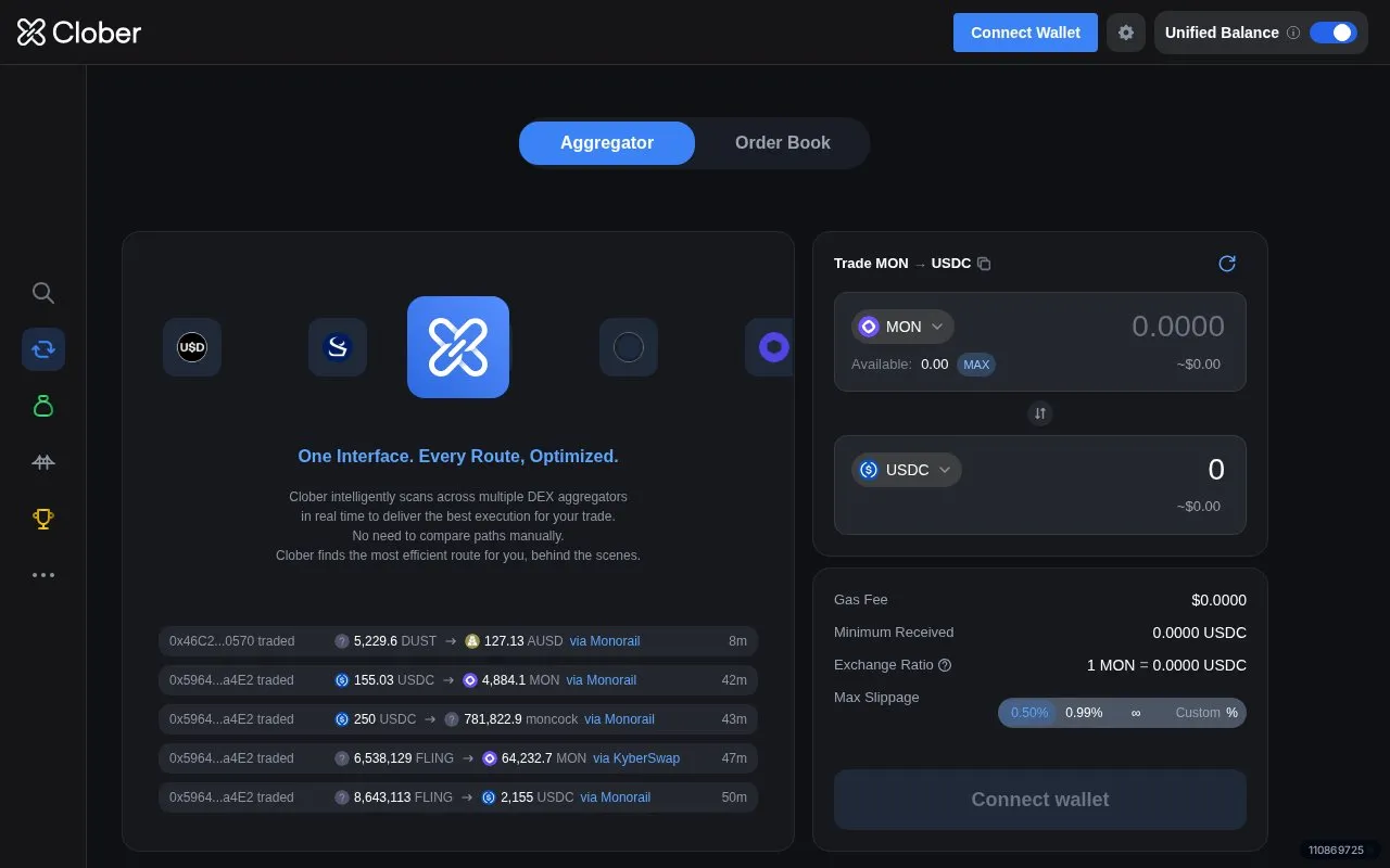 Clober Liquidity Vault homepage screenshot