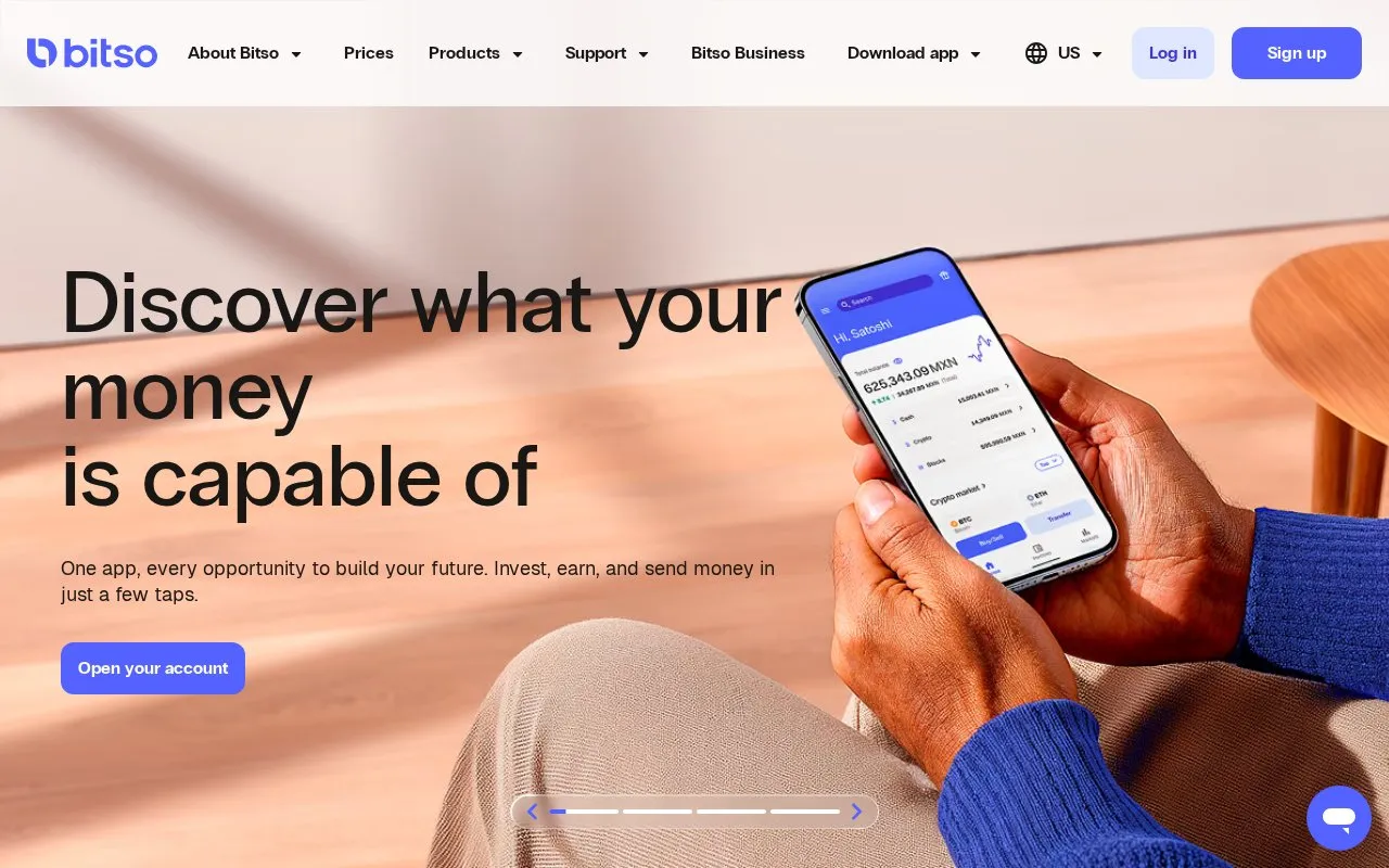 Bitso homepage screenshot