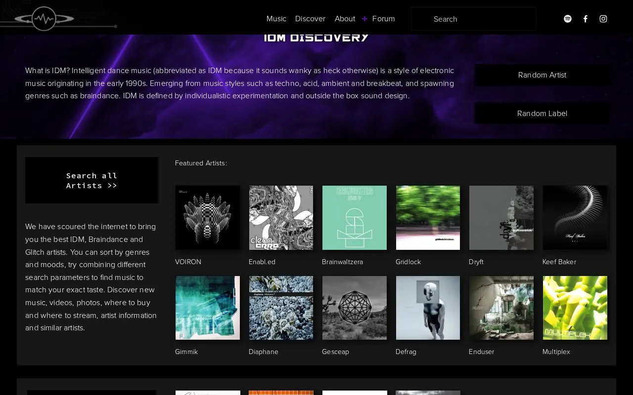 IDM Discovery homepage screenshot