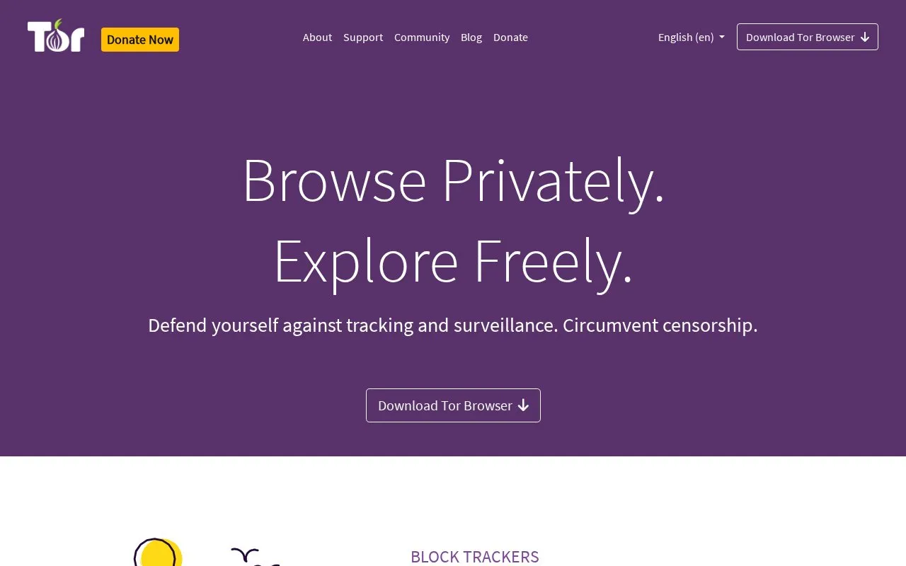 Tor Browser homepage screenshot