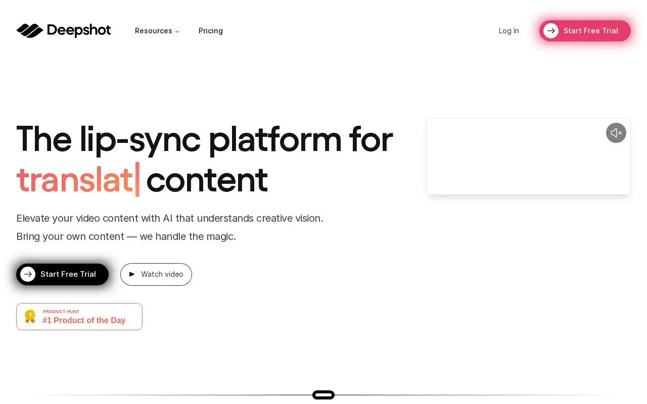 Deepshot homepage screenshot