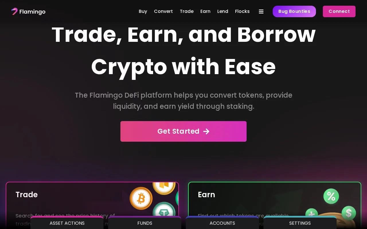 Flamingo Finance homepage screenshot