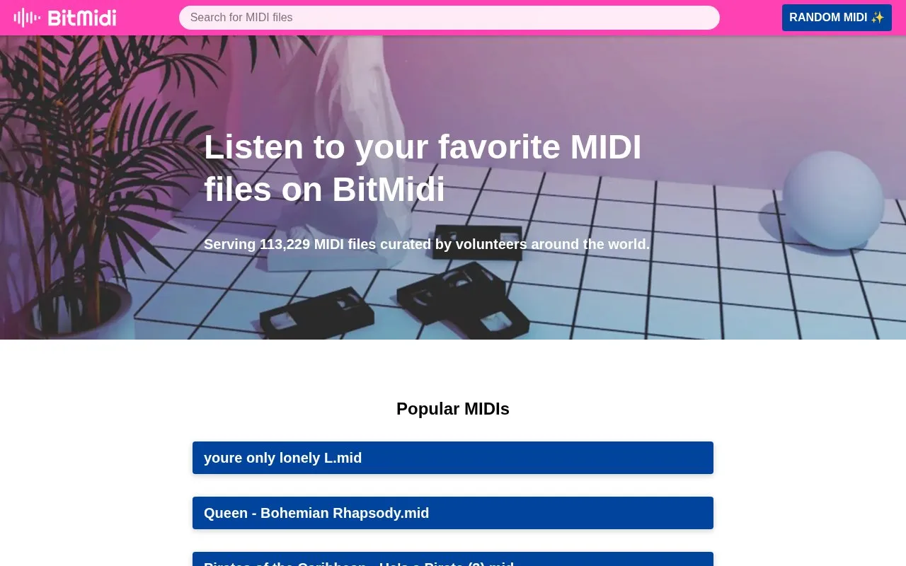 BitMidi homepage screenshot