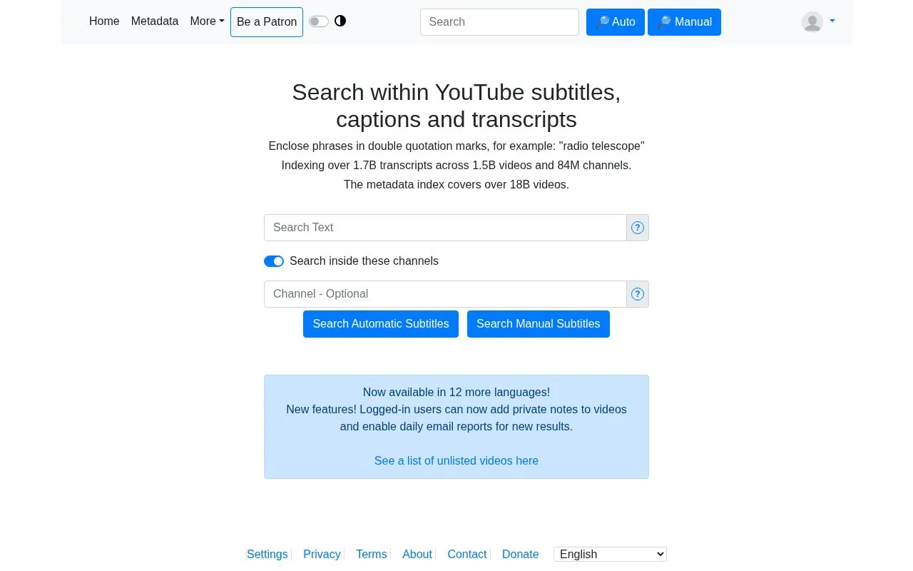 Filmot homepage screenshot