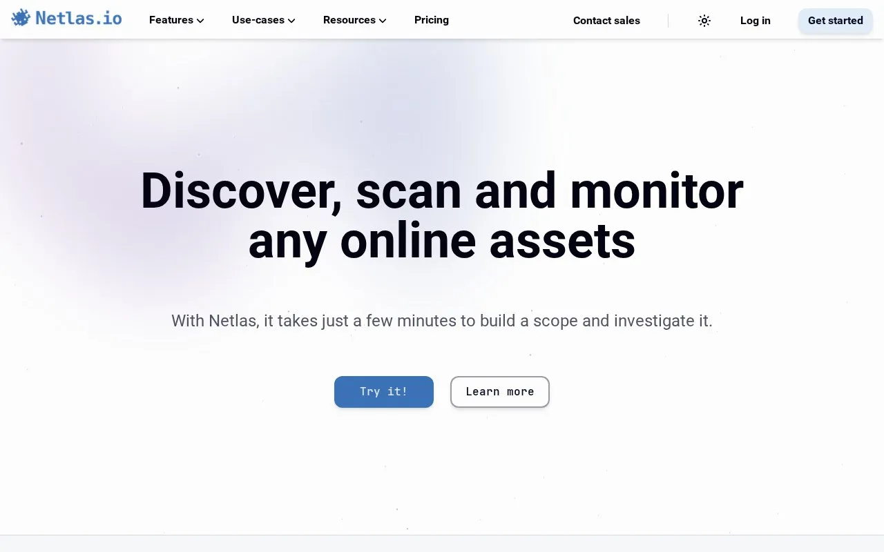 Netlas: homepage screenshot