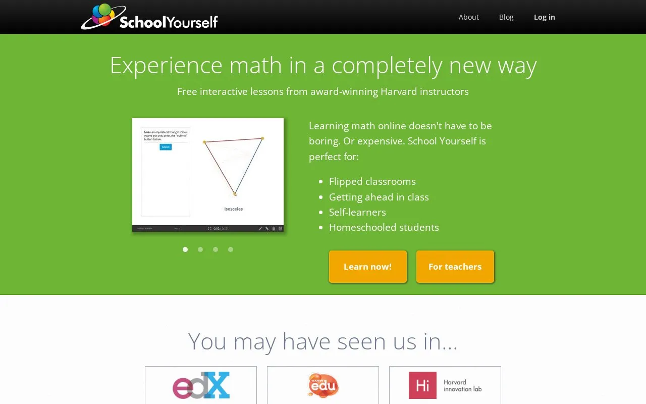 SchoolYourself homepage screenshot