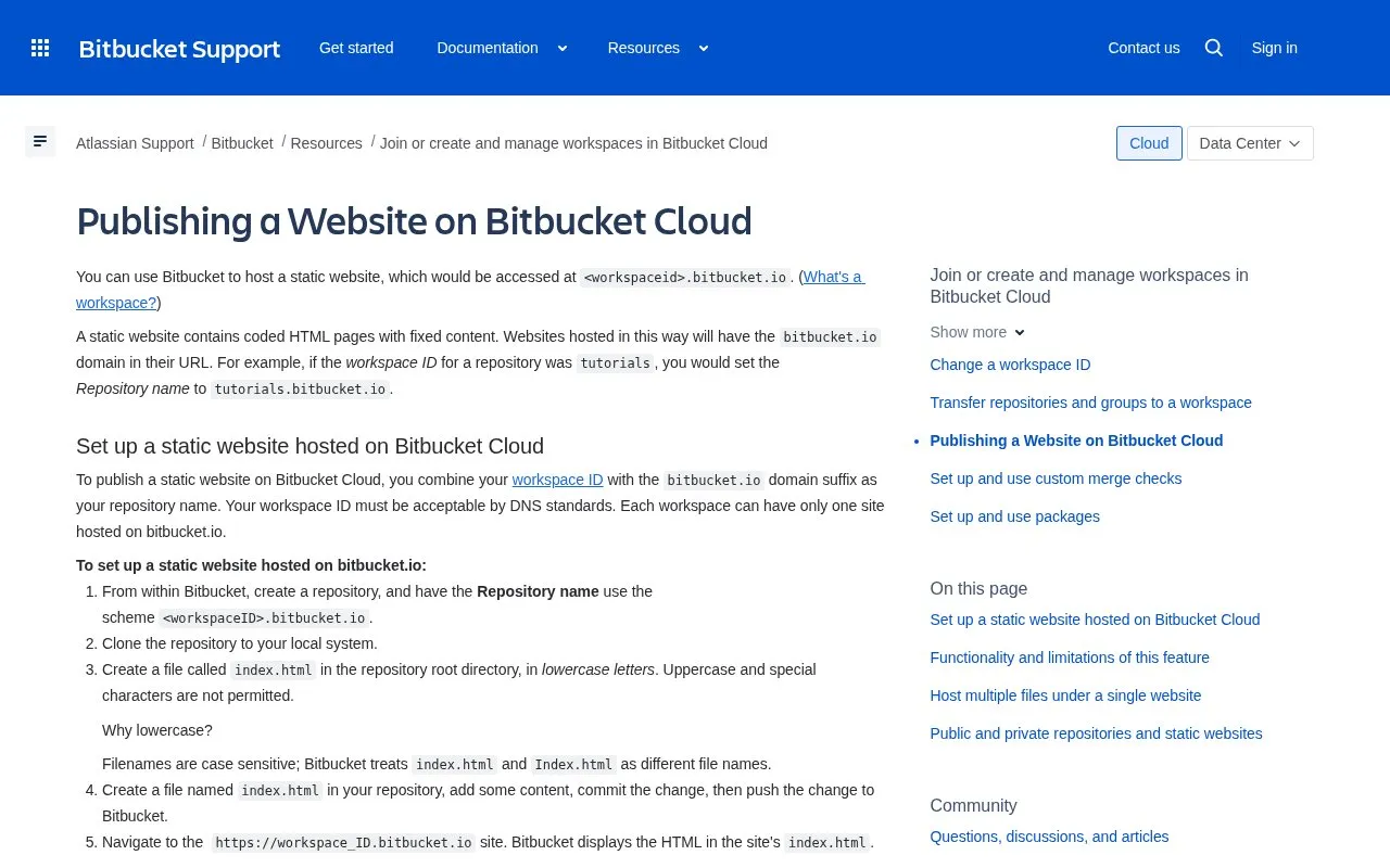 BitBucket homepage screenshot