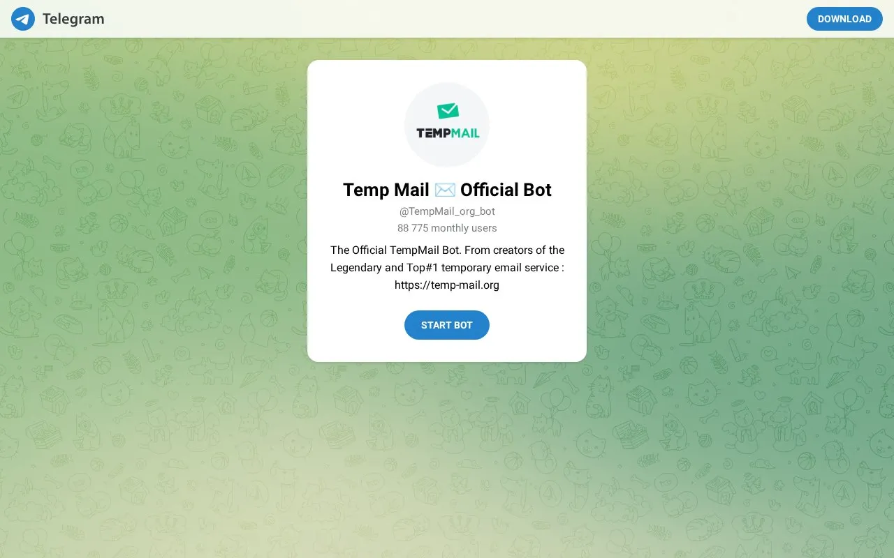 Telegram Bot homepage screenshot
