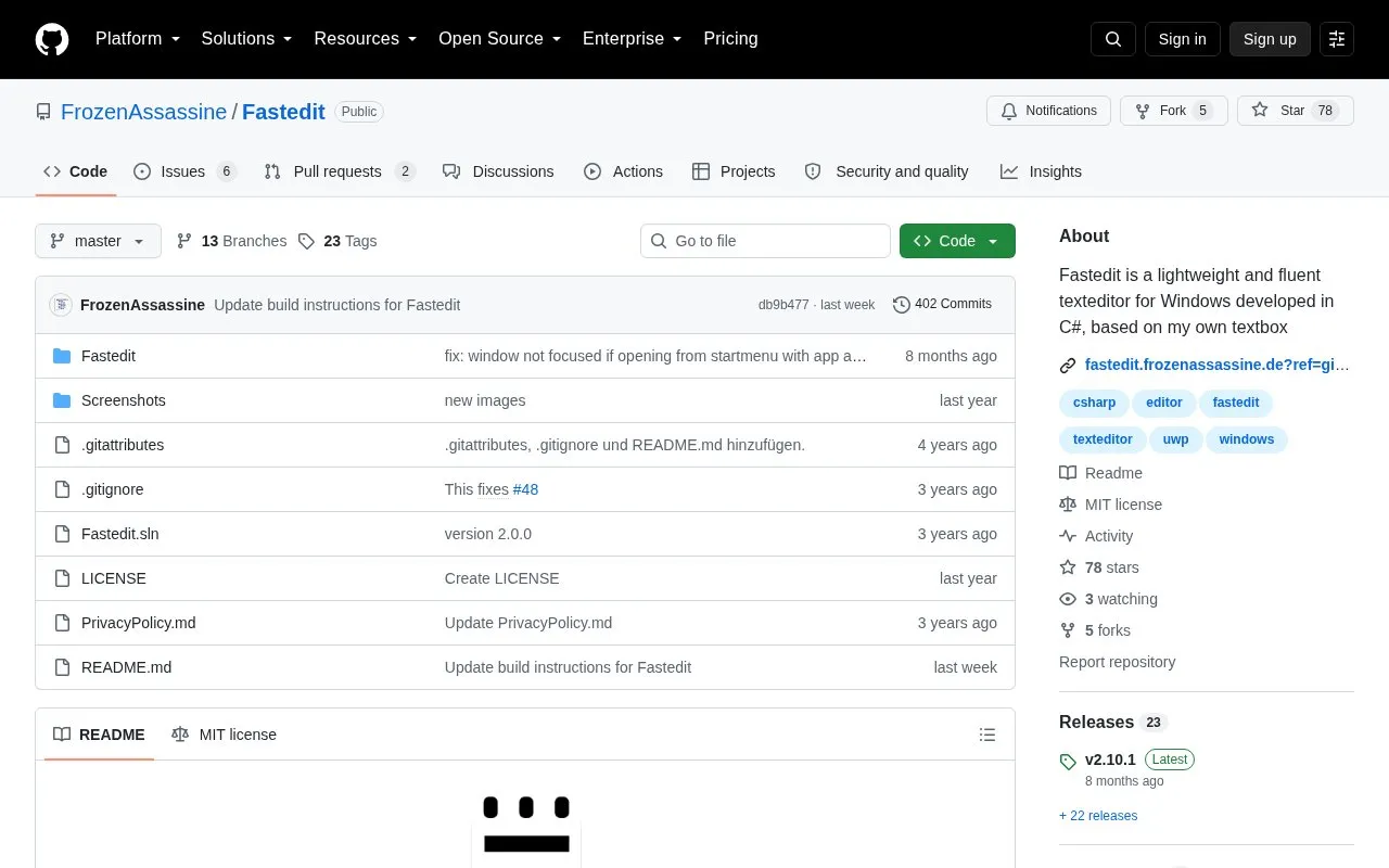 Fastedit homepage screenshot
