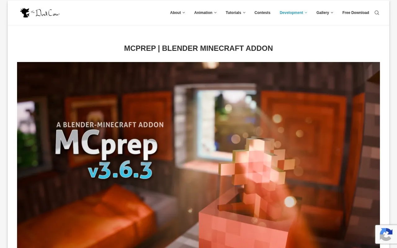 MCprep homepage screenshot