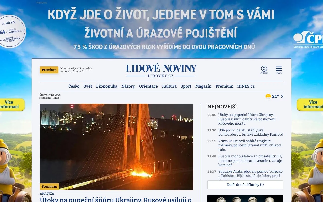 Lidovky.cz homepage screenshot