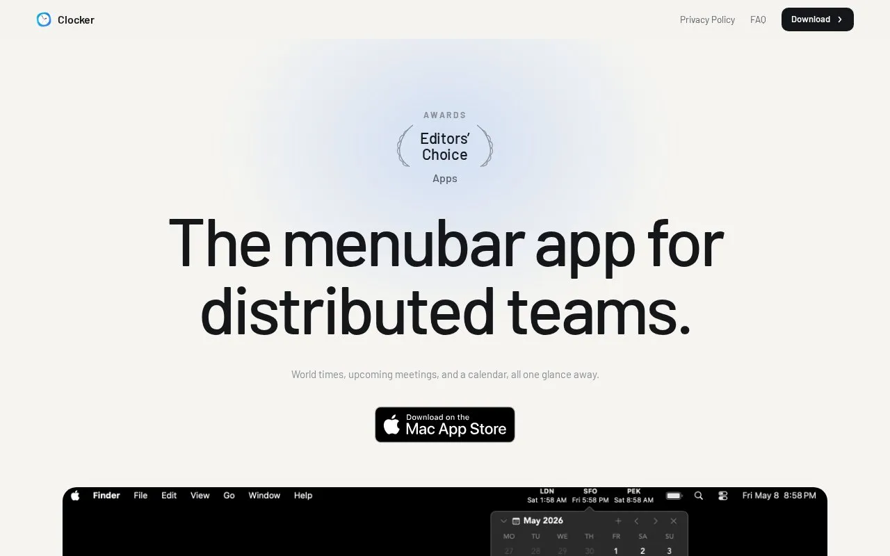 Clocker homepage screenshot