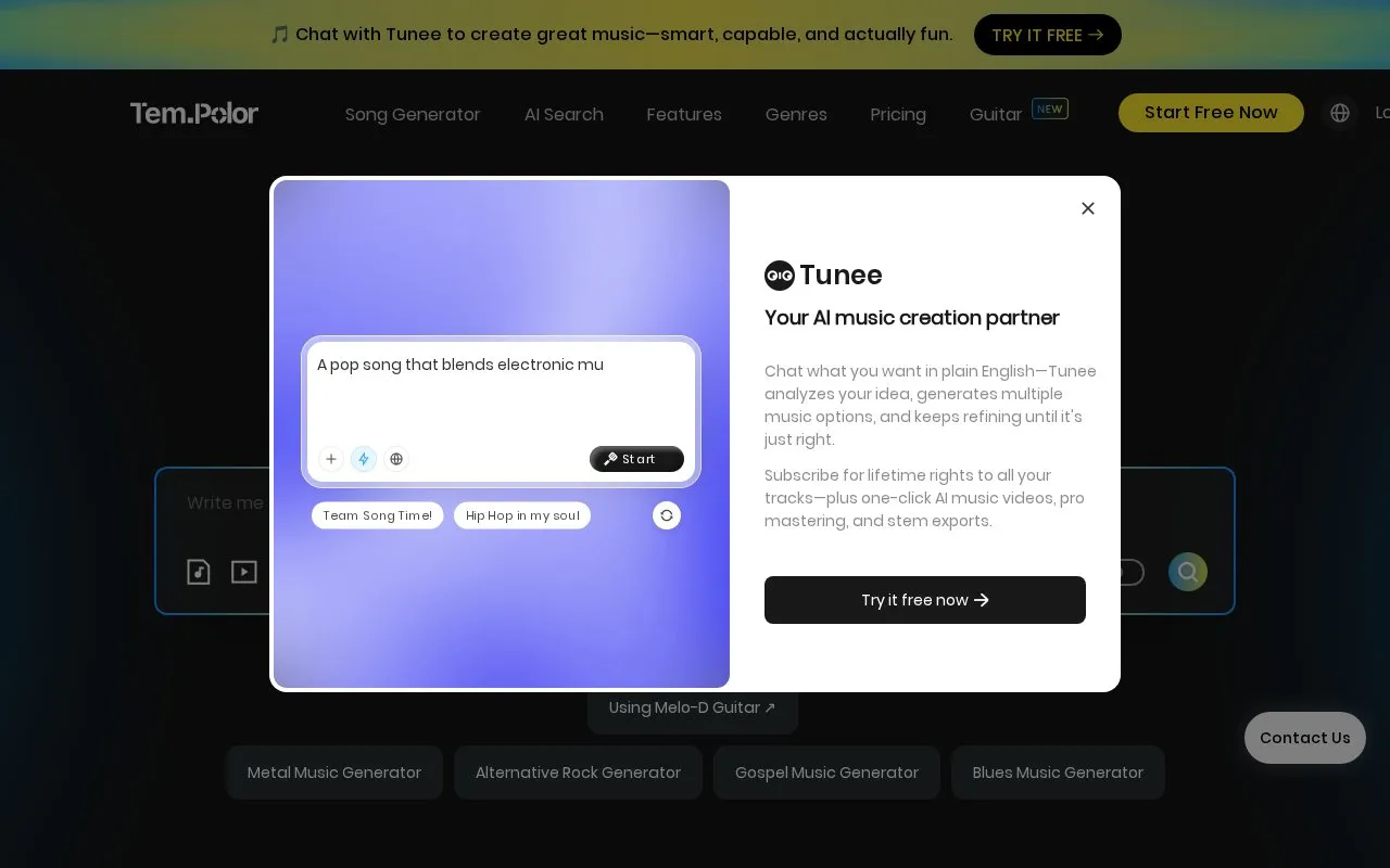TemPolor homepage screenshot