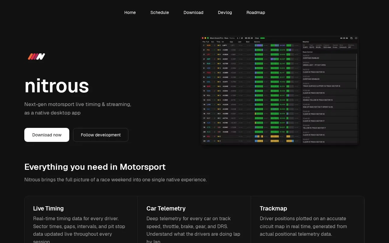 Nitrous homepage screenshot