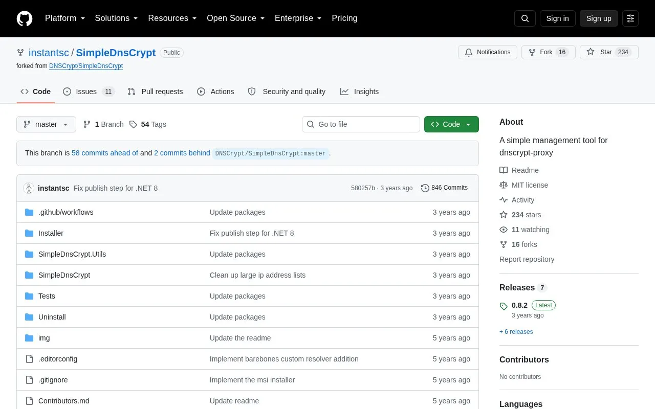 SimpleDnsCrypt homepage screenshot