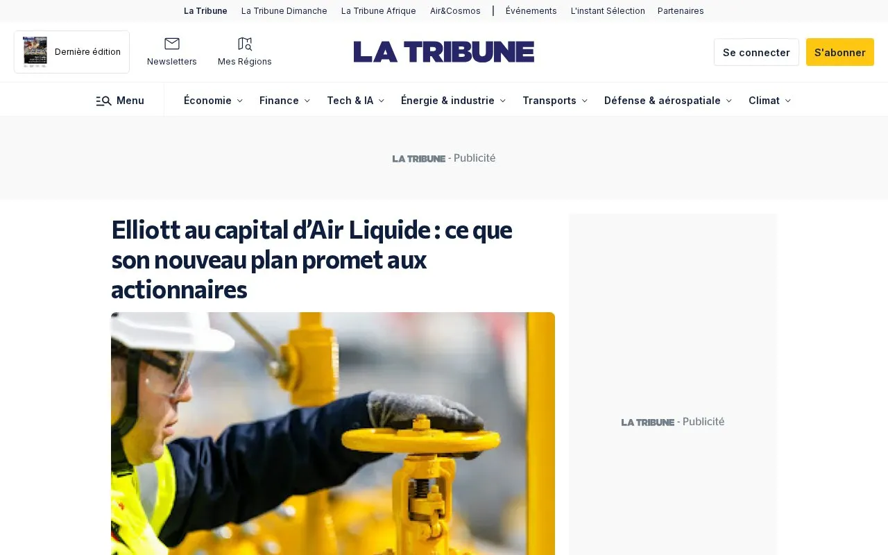 La Tribune homepage screenshot