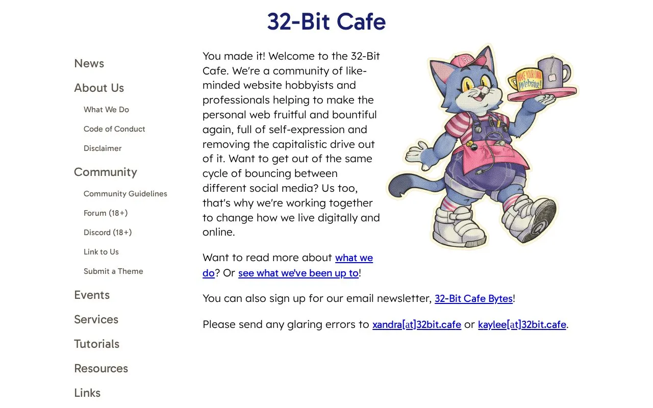32bit homepage screenshot