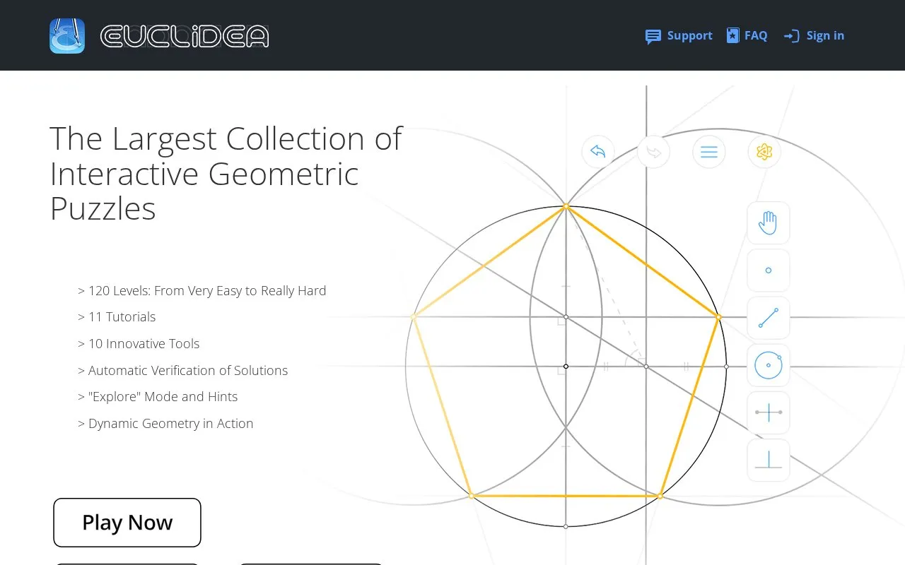 Euclidea homepage screenshot