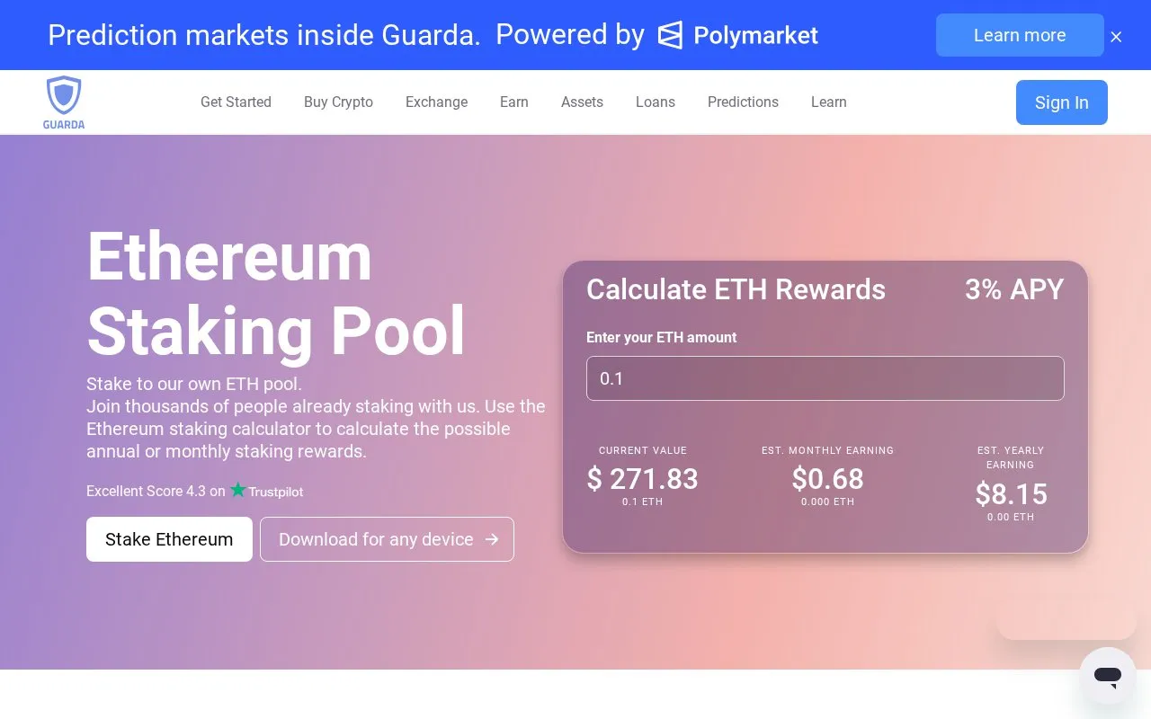 GETH homepage screenshot