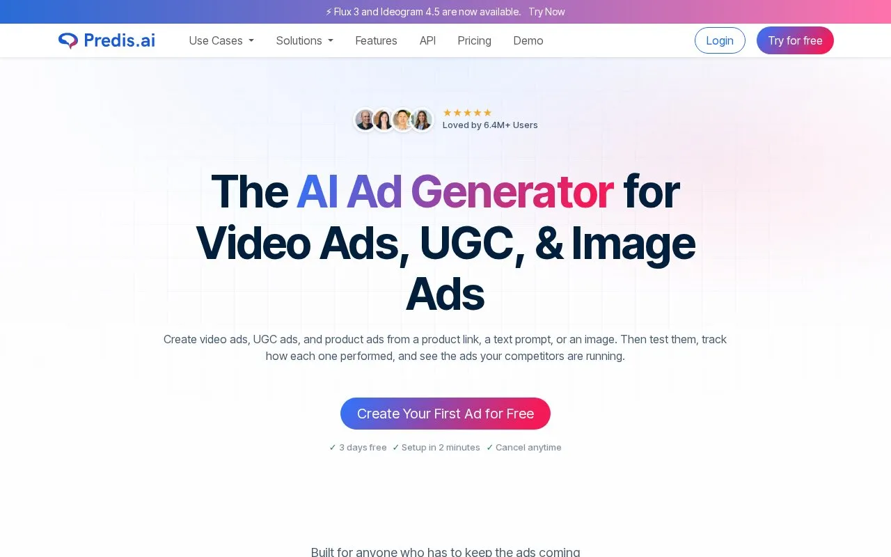 Predis.ai homepage screenshot