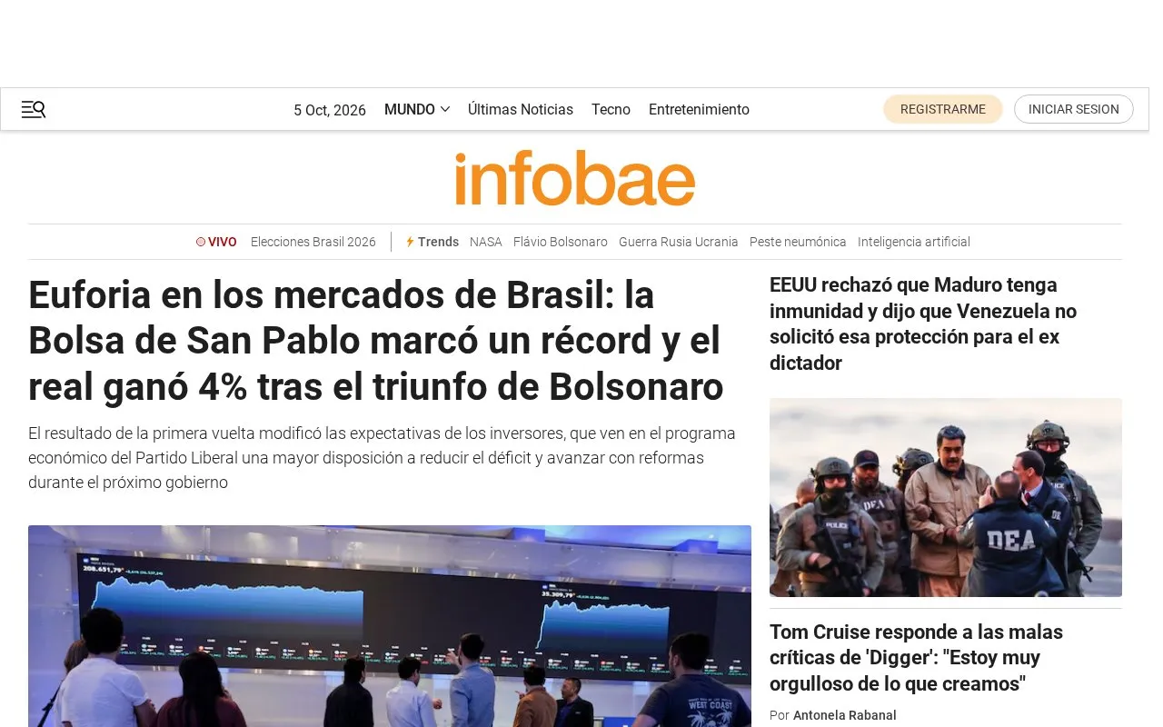 infobae homepage screenshot