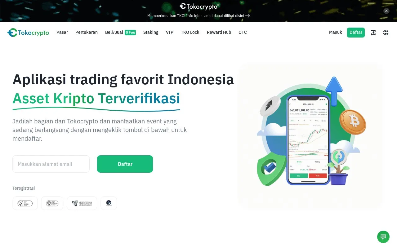 TokoCrypto homepage screenshot