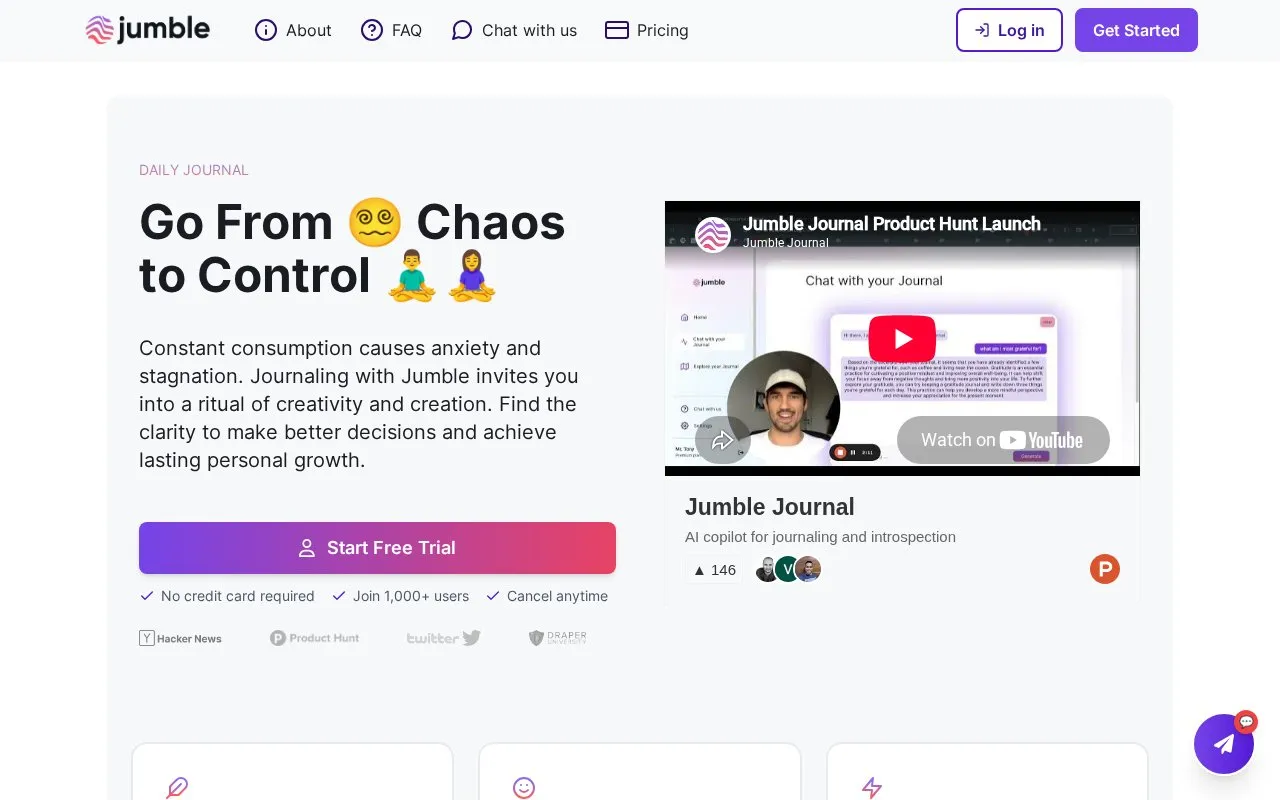 Jumble Journal homepage screenshot
