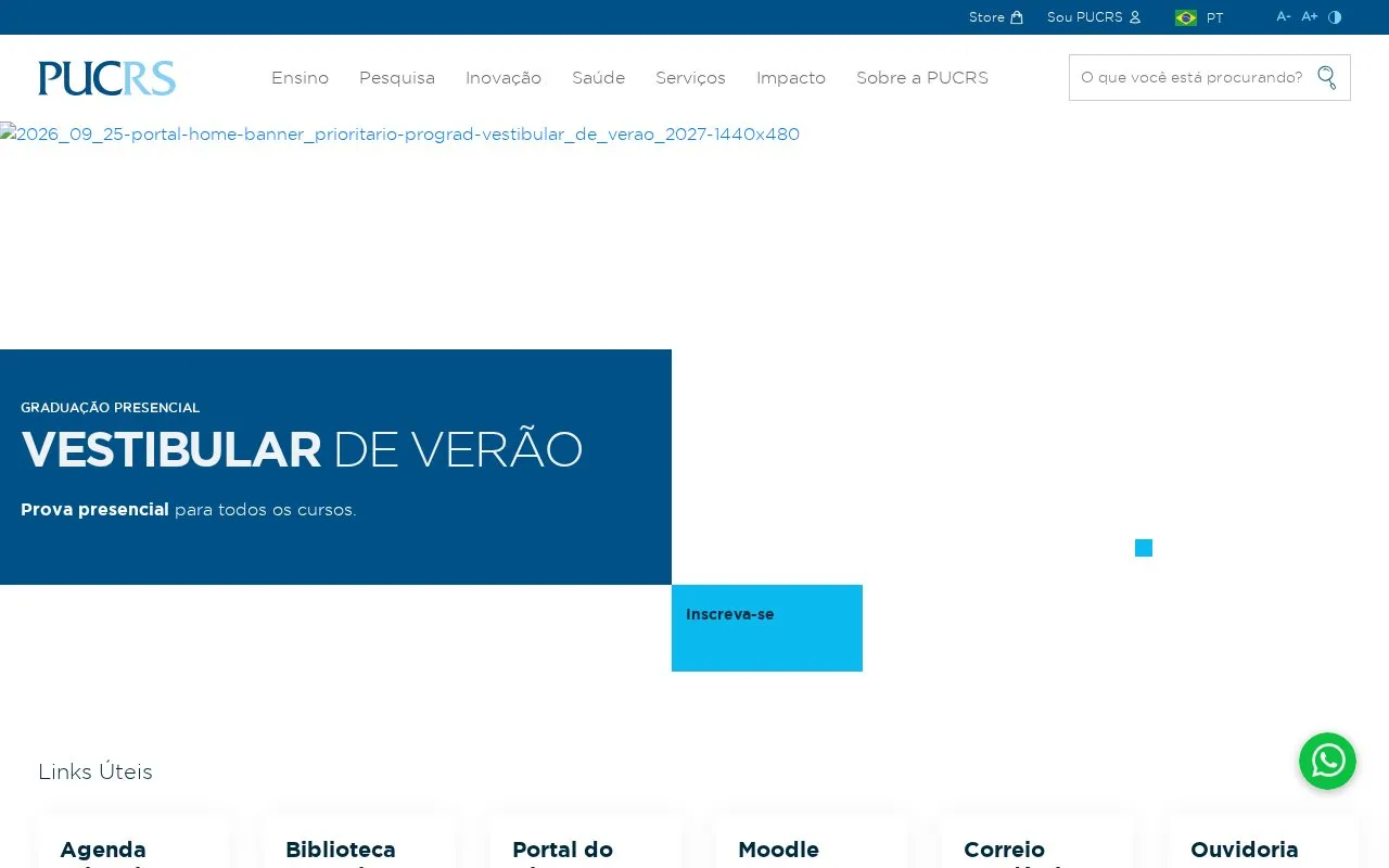 Pontificia Universidade Catolica do Rio Grande do Sul homepage screenshot