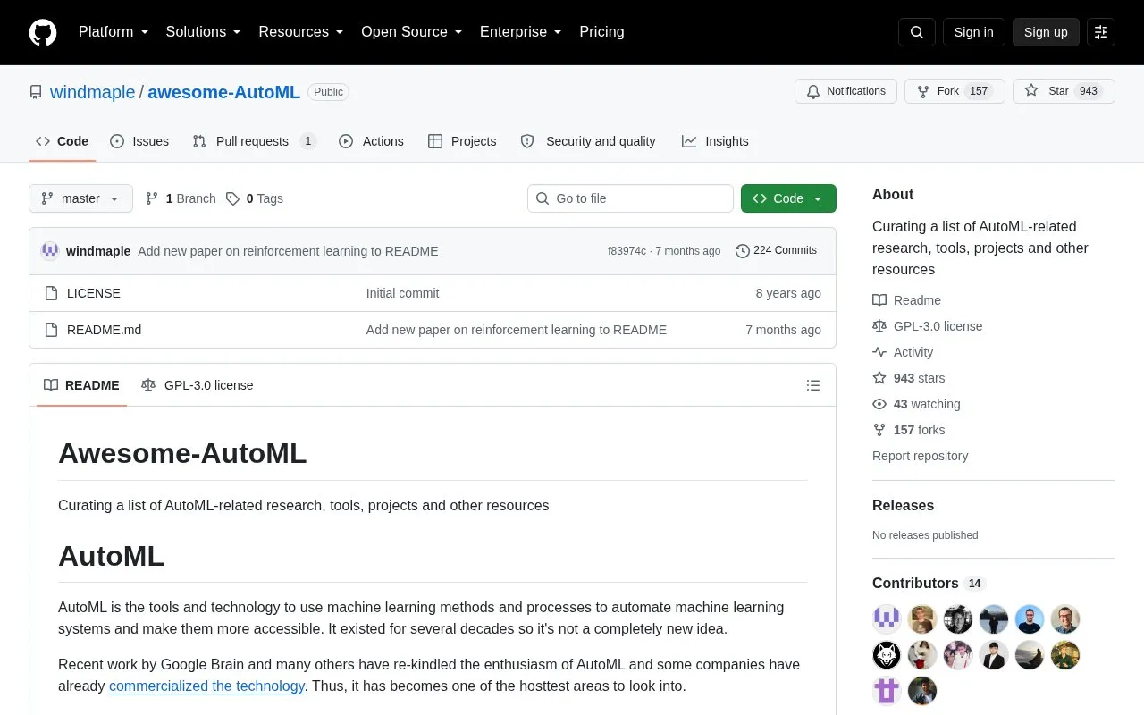 Awesome AutoML homepage screenshot