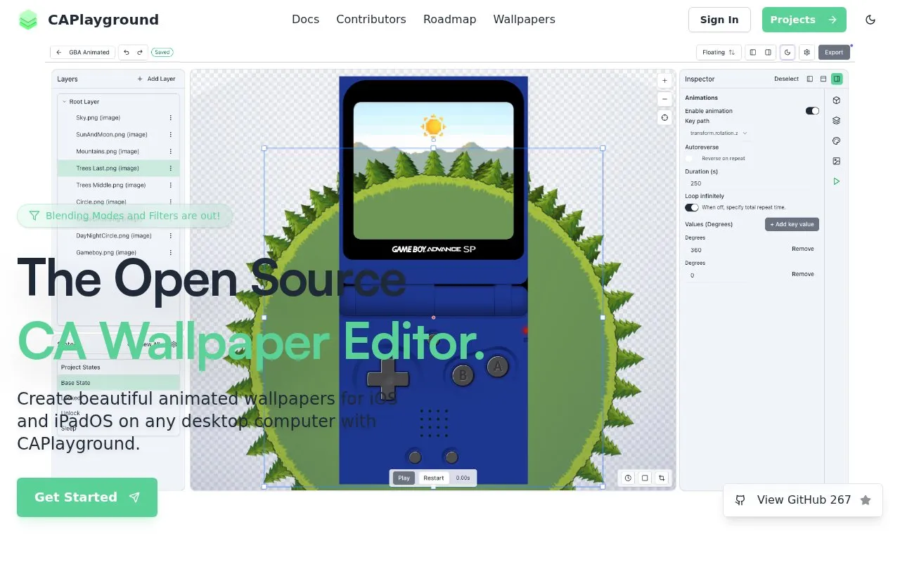 CAPlayground homepage screenshot