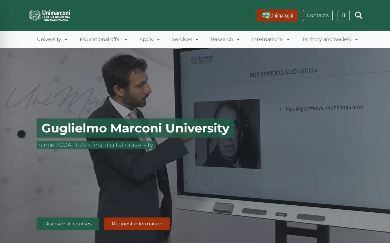 Universita degli Studi Guglielmo Marconi homepage screenshot