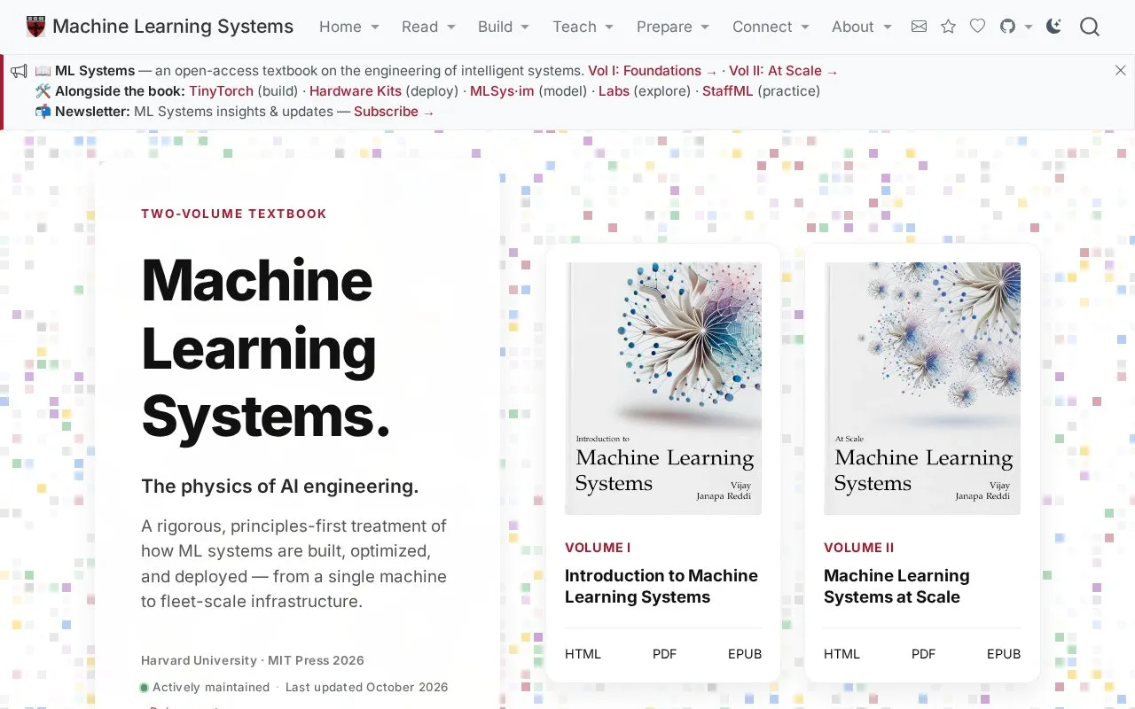mlsysbook homepage screenshot
