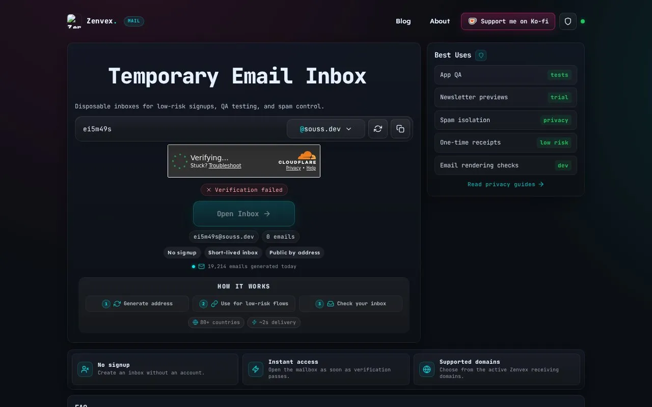 Zenvex homepage screenshot