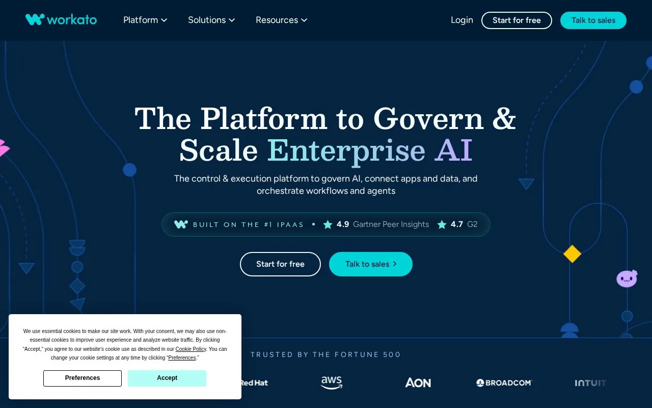 Workato homepage screenshot