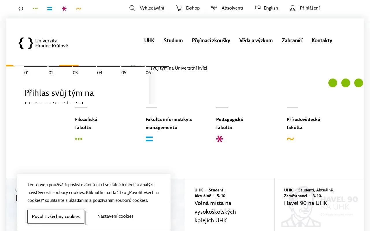 University of Hradec Kralove homepage screenshot