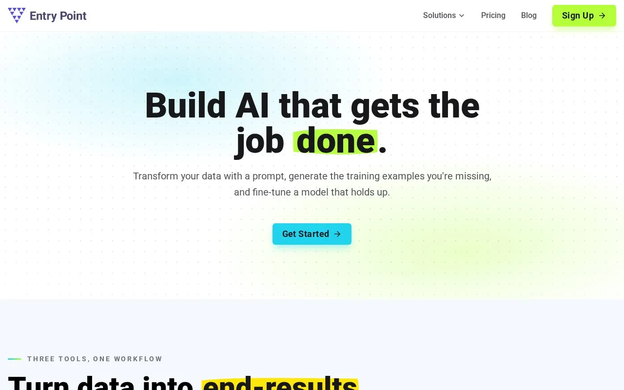 Entry Point homepage screenshot