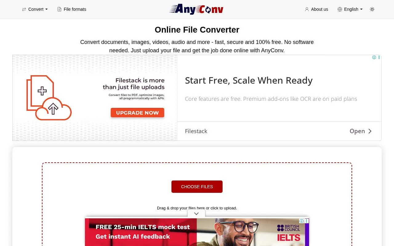 AnyConvert homepage screenshot