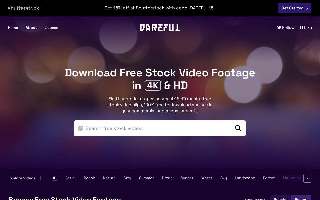 Dareful homepage screenshot
