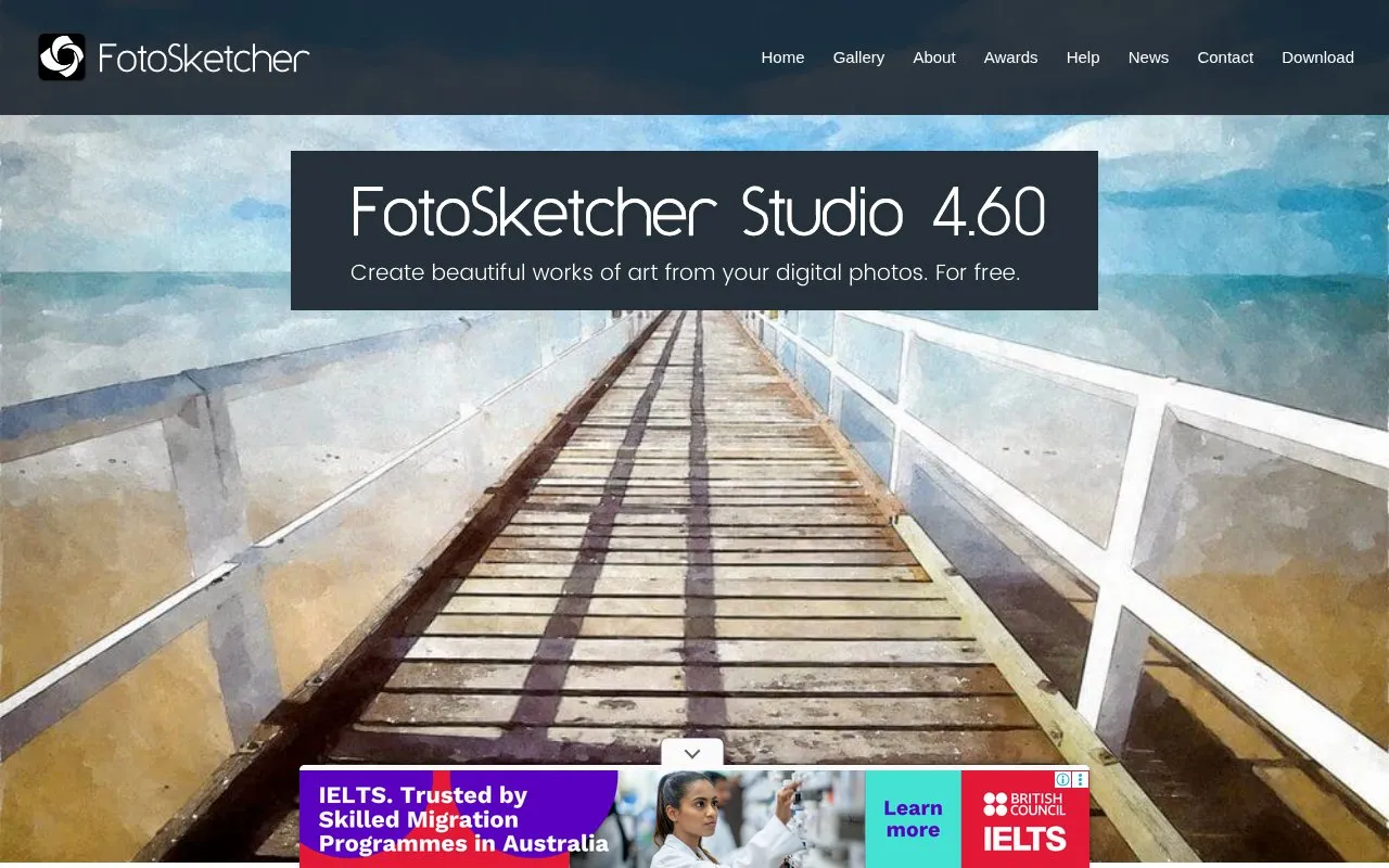 Fotosketcher homepage screenshot