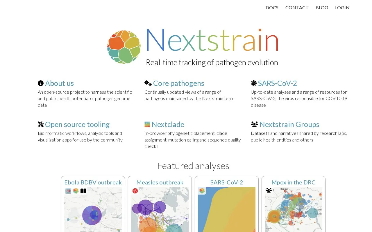 Nextstrain homepage screenshot