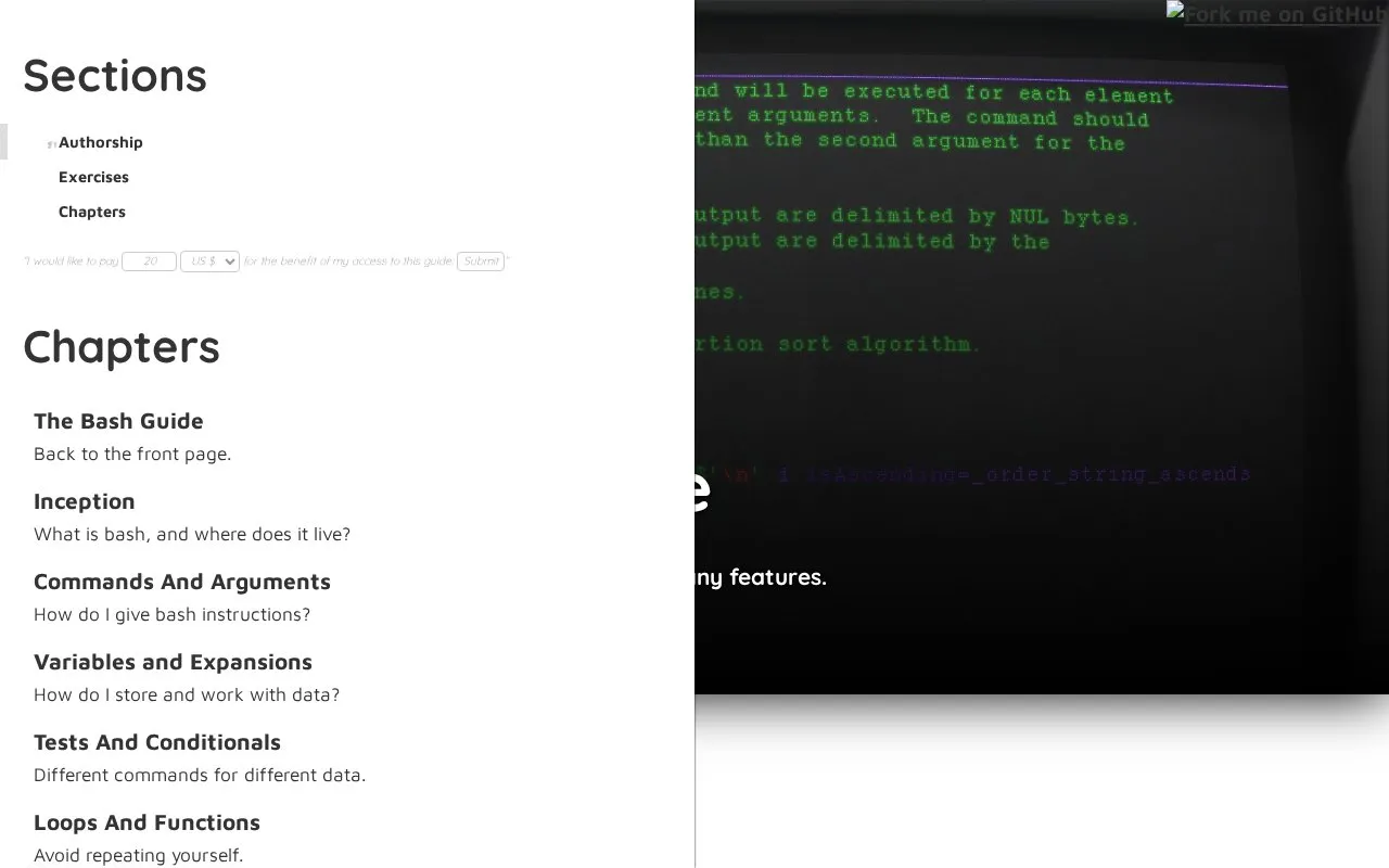 Bash Academy homepage screenshot