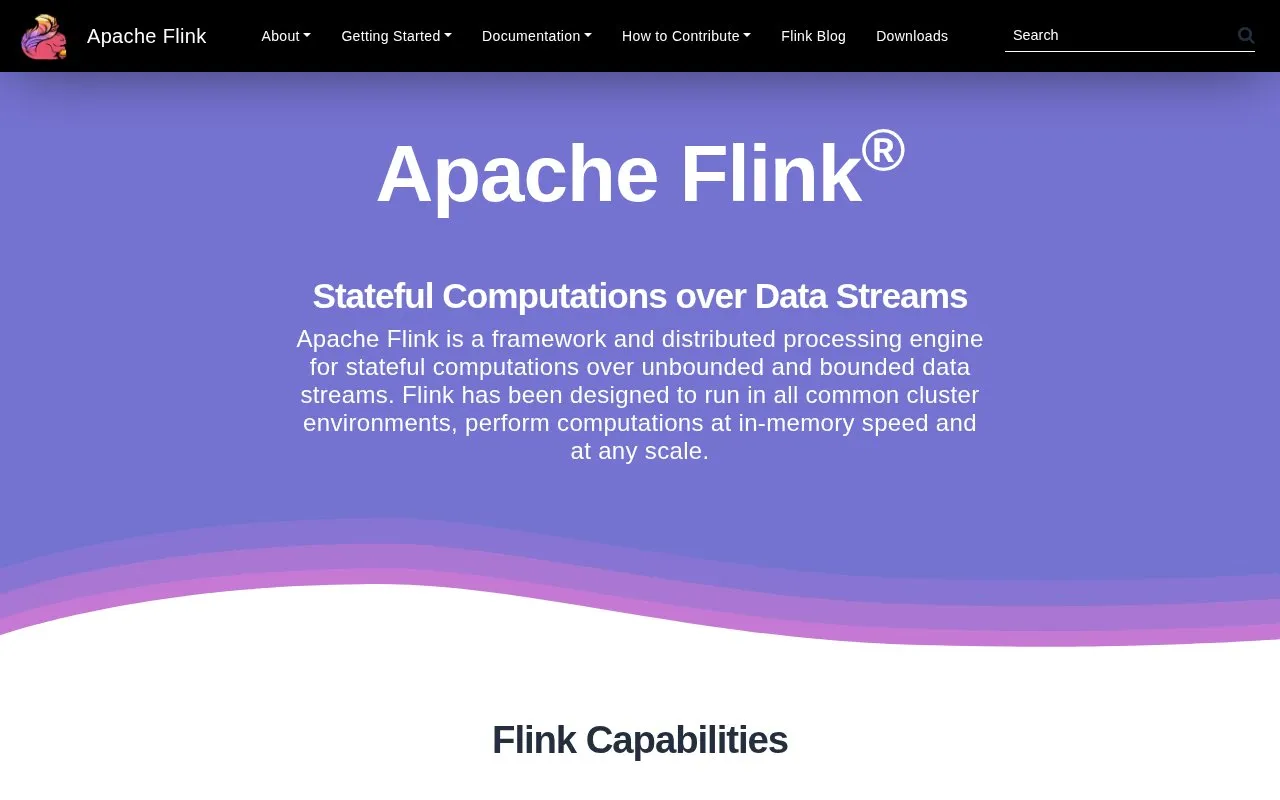 Flink homepage screenshot