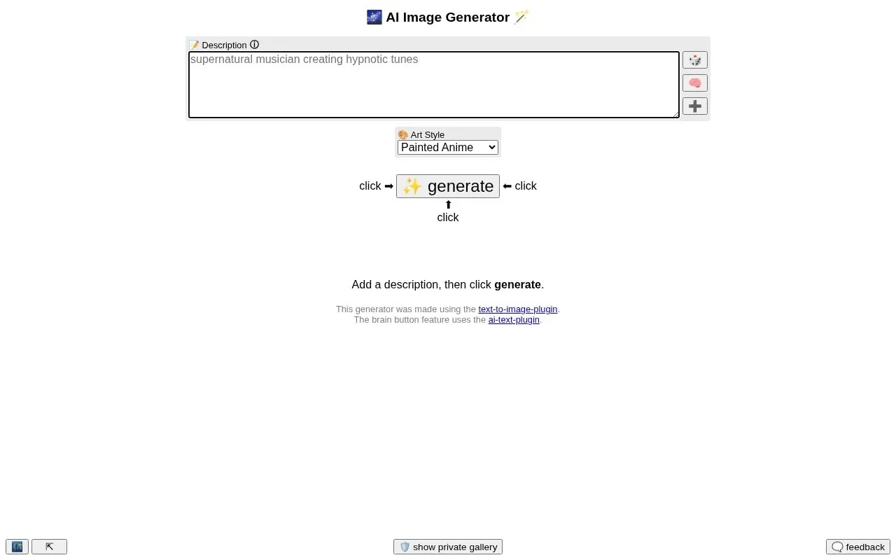 AI Text To Image Generator homepage screenshot