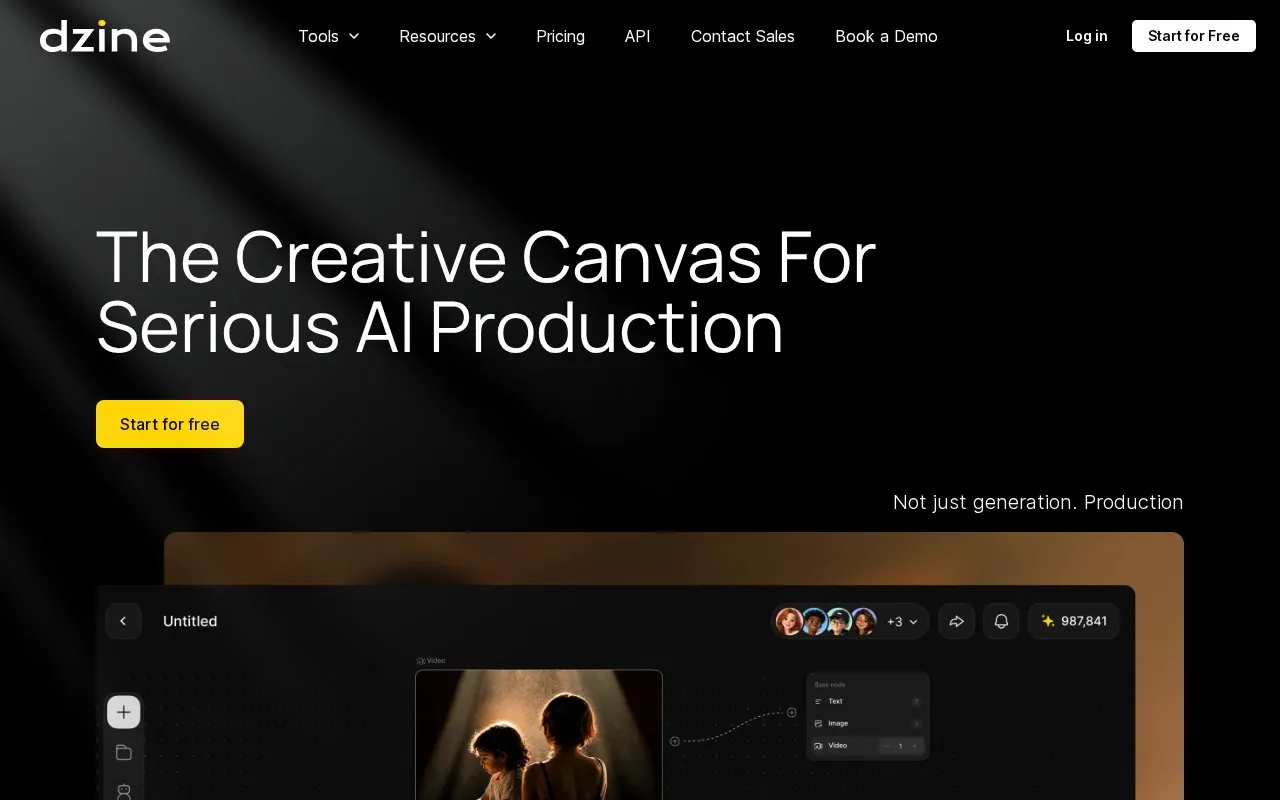 Dzine AI homepage screenshot